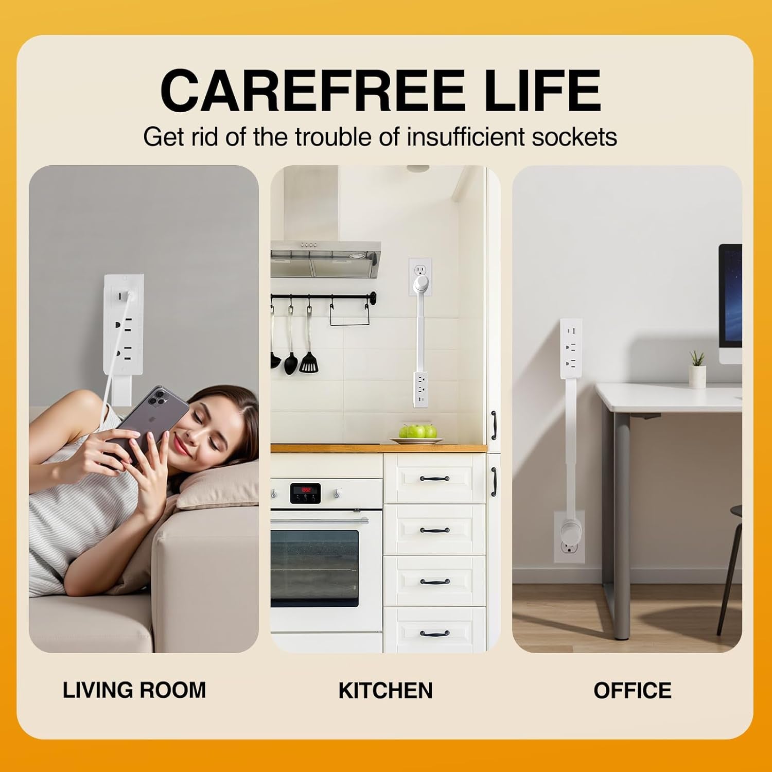 Ultimate Electrical Outlet Extender with USB-A, USB-C & 2 AC Outlets - Perfect for Hard-to-Reach Spaces, Extends 22"-27" & Rotates 180° for Easy Access Behind Couches, Nightstands, Desks & More!